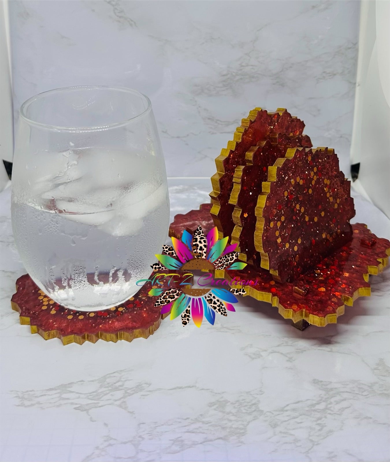 Geode Coaster Set with Stand