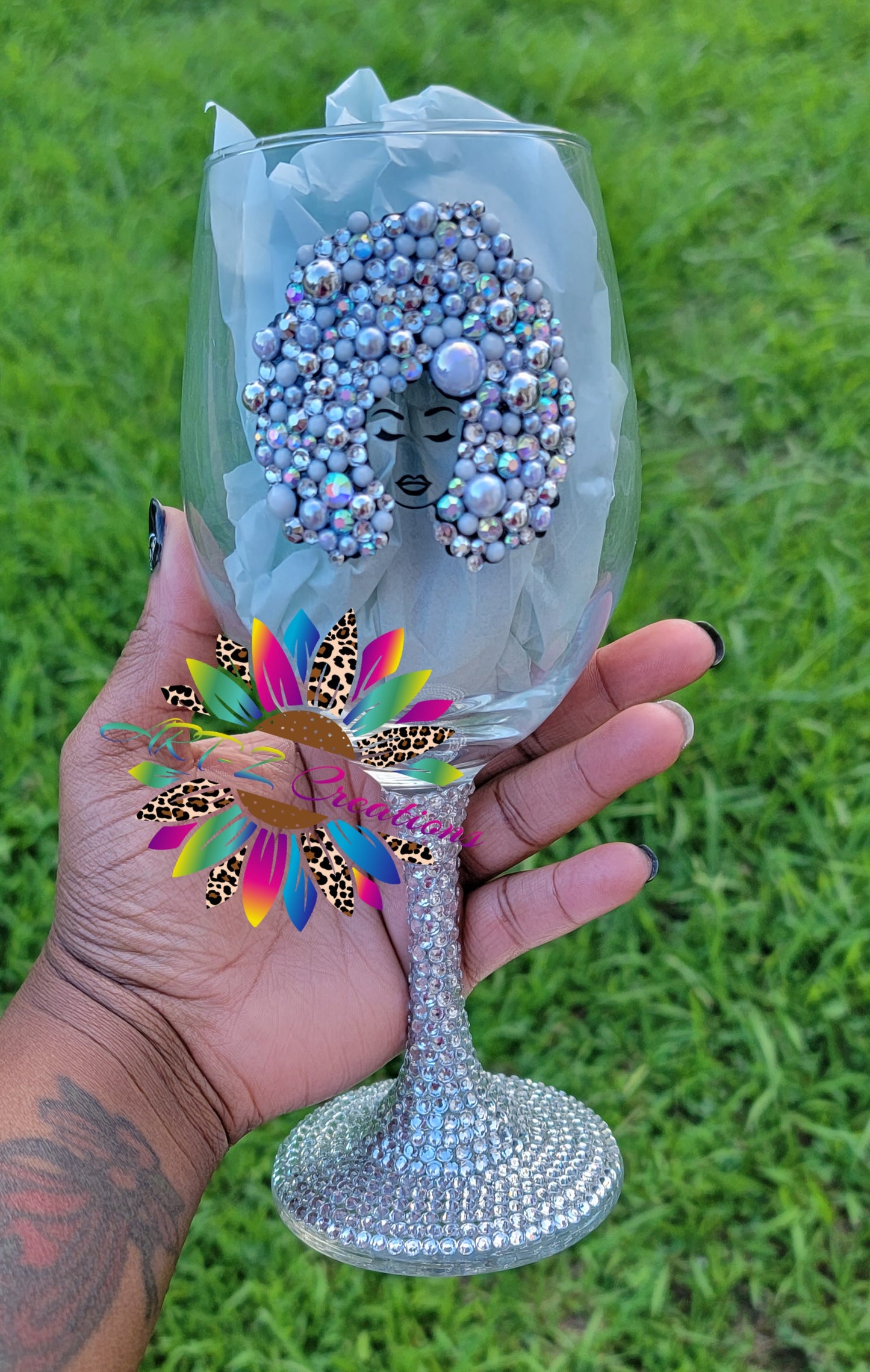 Silver Bling Wine Glass