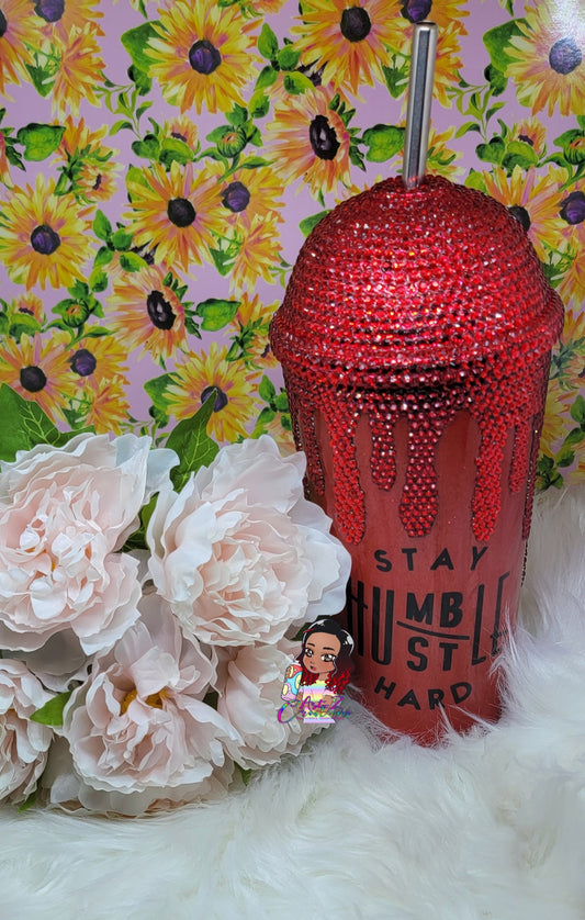 Stay Humble Hustle Hard Dome Bling Tumbler